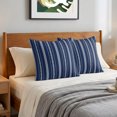 thumbnail image 6 of Pillow Covers 26x26 Set of 2, Boho Navy Blue Throw Pillow Covers Decorative Couch Cushion Cover, Minimalist Farmhouse Striped Microfiber Soft Square Pillowcases for Bedroom Living Room Sofa, 6 of 9
