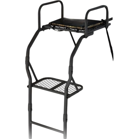 The Warrior Pro 1 Person Deer Hunting Ladder Climbing Tree Stand for Whitetail Deer and Elk Hunting 300 Pound Capacity Black