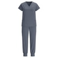 thumbnail image 6 of Hogleaql Womens Scrub Sets V-Neck Short Sleeve Jogger Suit with Multi Pockets Nurse Tops & Cargo Pant Medical Nursing Uniform Casual Workwear Scrub Sets Gray L, 6 of 9