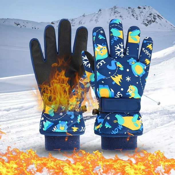 Guantes de esquí para niños, para nieve, invierno, frío, resistentes al viento, cálidos, para snowboard, deportivos, para niños y niñas