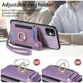 thumbnail image 5 of Phone Case for iPhone 11 6.1 Wallet Cover with Screen Protector and Wrist Strap Lanyard RFID Credit Card Holder Ring Stand Cell Accessories iphone11case iPhone11 i Phone11 11s XI 11R Women Men Purple, 5 of 13