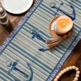 thumbnail image 3 of Nautical Archor Table Runner 72 Inches, Vintage Country Ocean Archor Blue Stripes Bed Runner Dresser Scarves Tabletop for Indoor Outdoor Parties/Ceremony/Banquet, 14" x 72", 3 of 9