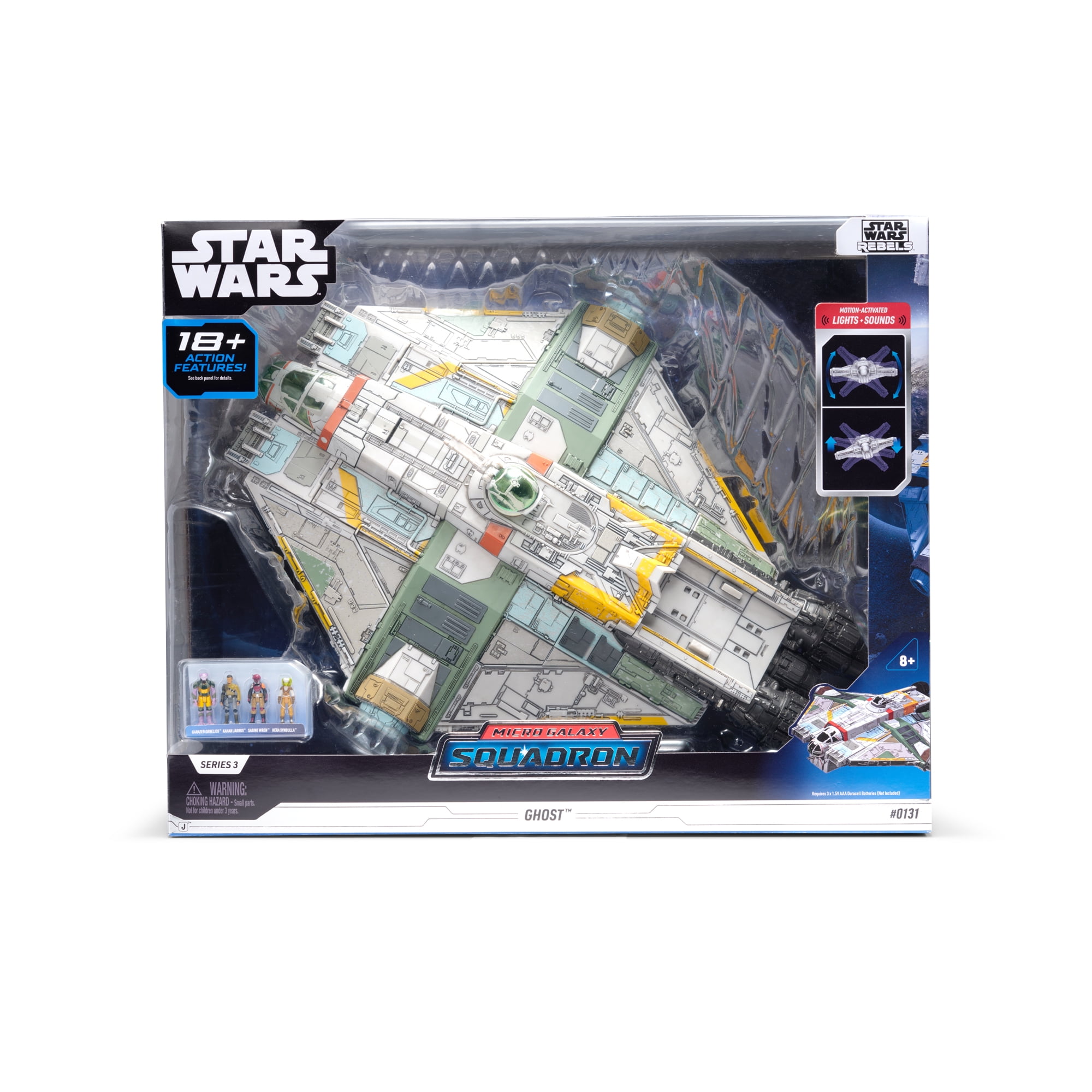 Star Wars Micro Galaxy Ghost 15" Vehicle w/ Motion-Activated Lights, Sounds & 4 Micro Figures