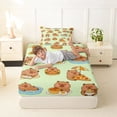 thumbnail image 4 of Erosebridal Capybara Animals Twin Sheet Sets for Kid, Cute Cartoon Bedding, Green, 3 Pieces, 4 of 5