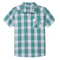 thumbnail image 1 of Bienzoe Boy's Cotton Plaid Button Down Short Sleeve Shirt Green/Grey 7/8, 1 of 6