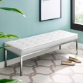 thumbnail image 4 of Modway Loft Tufted Vegan Leather Bench in Silver White, 4 of 4