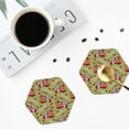 thumbnail image 4 of Lsque Cartoon Fire Truck Pattern 4" Drink Coasters Set of 4, PVC Leather Absorbent Coasters, Table Coaster Set Decorative Coffee Cup Coasters Housewarming Gift -Hexagon, 4 of 6