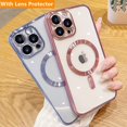 thumbnail image 2 of Fashion Plating Magnetic Case For Magsafe For iPhone 15 14 13 12 11 Pro Max Wireless Charging Soft Case For iPhone 14 Plus Cover, 2 of 7