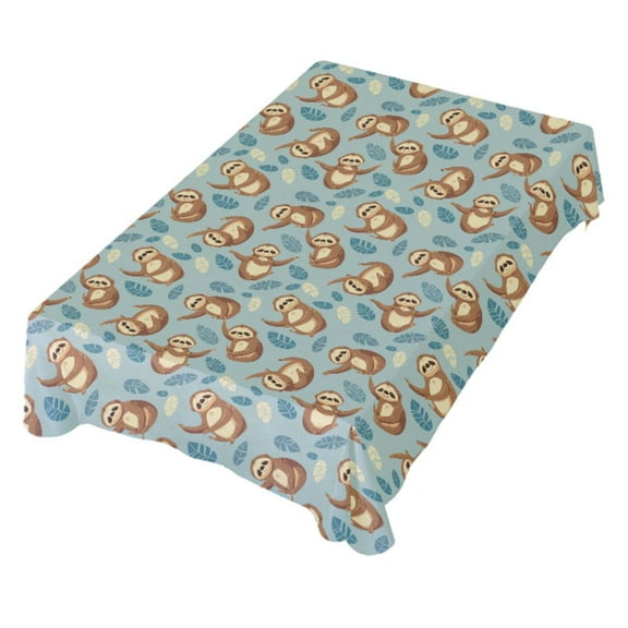 JSTEL Sloth Leaves Table Cloth Square 54 x 54 Inch Tablecloth Anti Wrinkle Table Cover for Dining Kitchen Parties