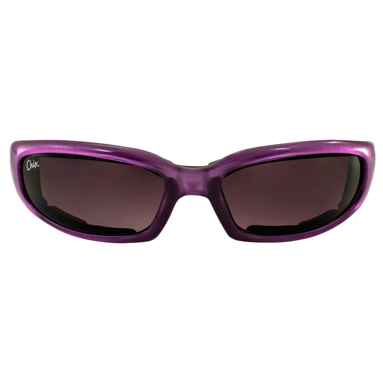 Pacific Coast Sunglasses Chix Rally Padded Motorcycle Sunglasses  Translucent Purple Frames Gradient Smoke Lens