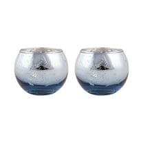 2 Pcs Votive Candle Holders Bulk- Blue Tealight Candle Holders for Wedding Decor, Mercury Glass Votives for Bridal Shower, Baby Shower Table Centerpieces