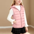 thumbnail image 7 of Kids Solid Zip Hooded Warm Sleeveless Vest Casual Outer Top Jacket For Boys Girls Pink 3-4 Years, 7 of 7