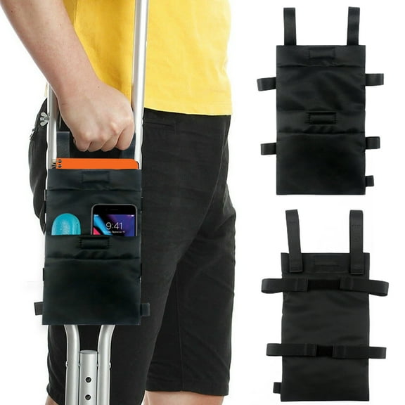 tasrioml Multi Pockets Design Underarm Crutch Storage Bag Portable Ergonomic 600D Oxford Cloth Crutch Water Bottle Bag Easy Installation Crutch Storage Pouch
