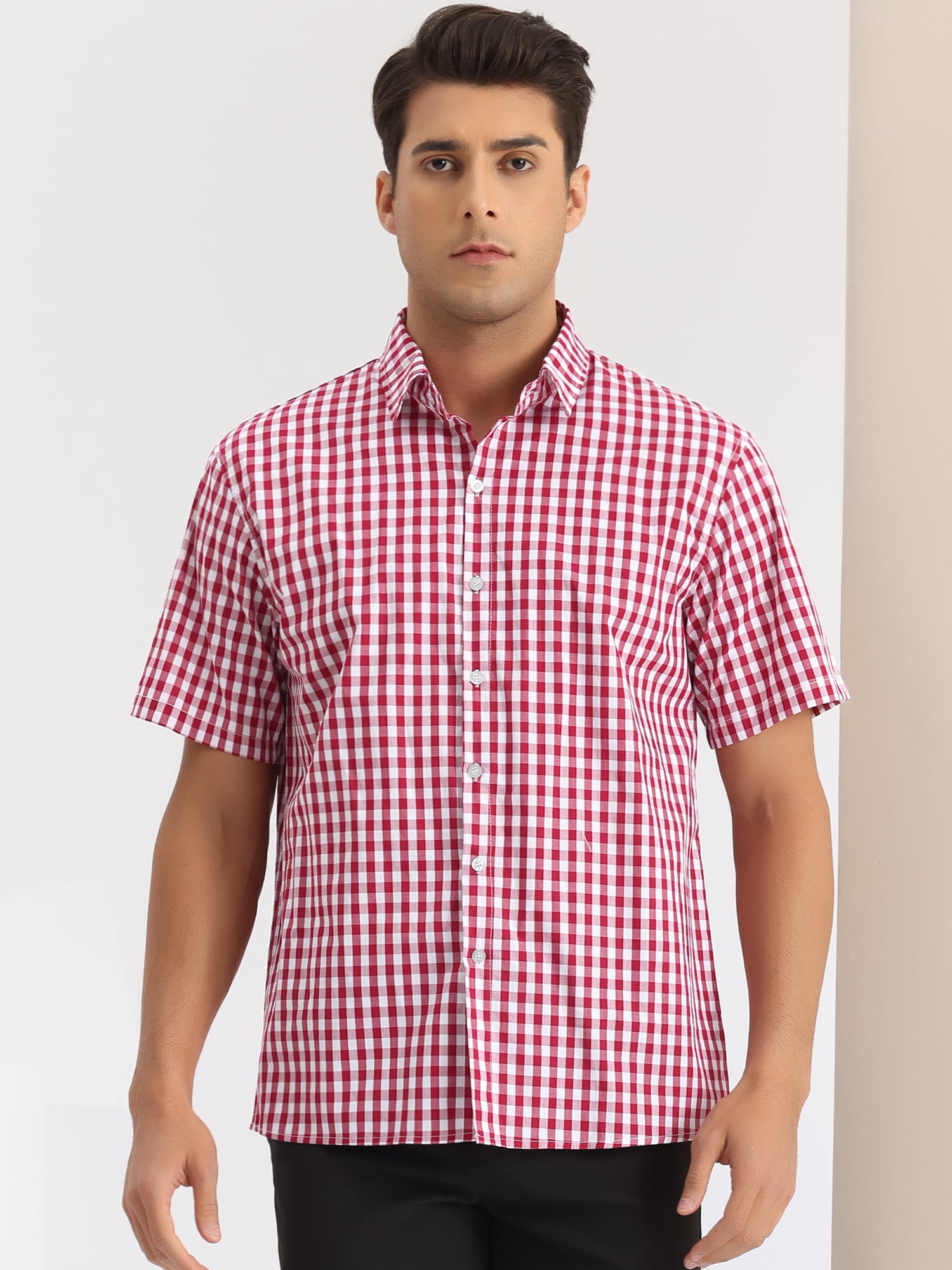 checkered dress shirt *** FINAL SALE *** Light Blue & Grey Plaid Tailored Fit This mens Stetson shirt has 1 point front Bargains men's Checked Shirts Short
