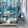 thumbnail image 4 of MIZHONA Summer Sea Turtle Shower Curtain Ocean Nautical Waterproof Fabric Bathroom Curtain 47x64 in, 4 of 4