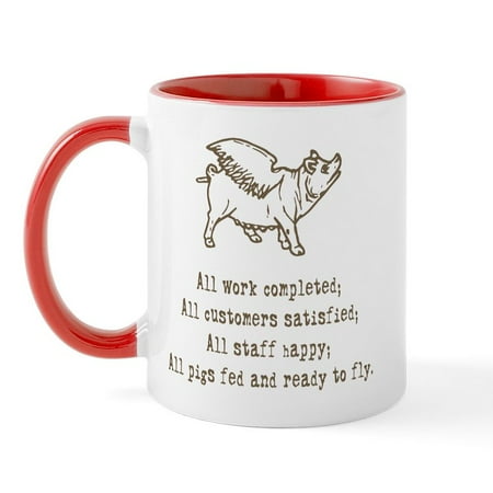 

CafePress - Pigs Ready To Fly Mug - 11 oz Ceramic Mug - Novelty Coffee Tea Cup