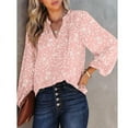 Cute Tops for Women Fall Chiffon Smocked Tshirts Long Sleeve VNeck