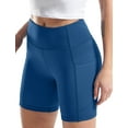 thumbnail image 6 of Cadmus High Waist Yoga Shorts for Women Workout Running Shorts Naked Feeling Biker Shorts Tummy Control Deep Pockets, Medium Blue, S, 6 of 6
