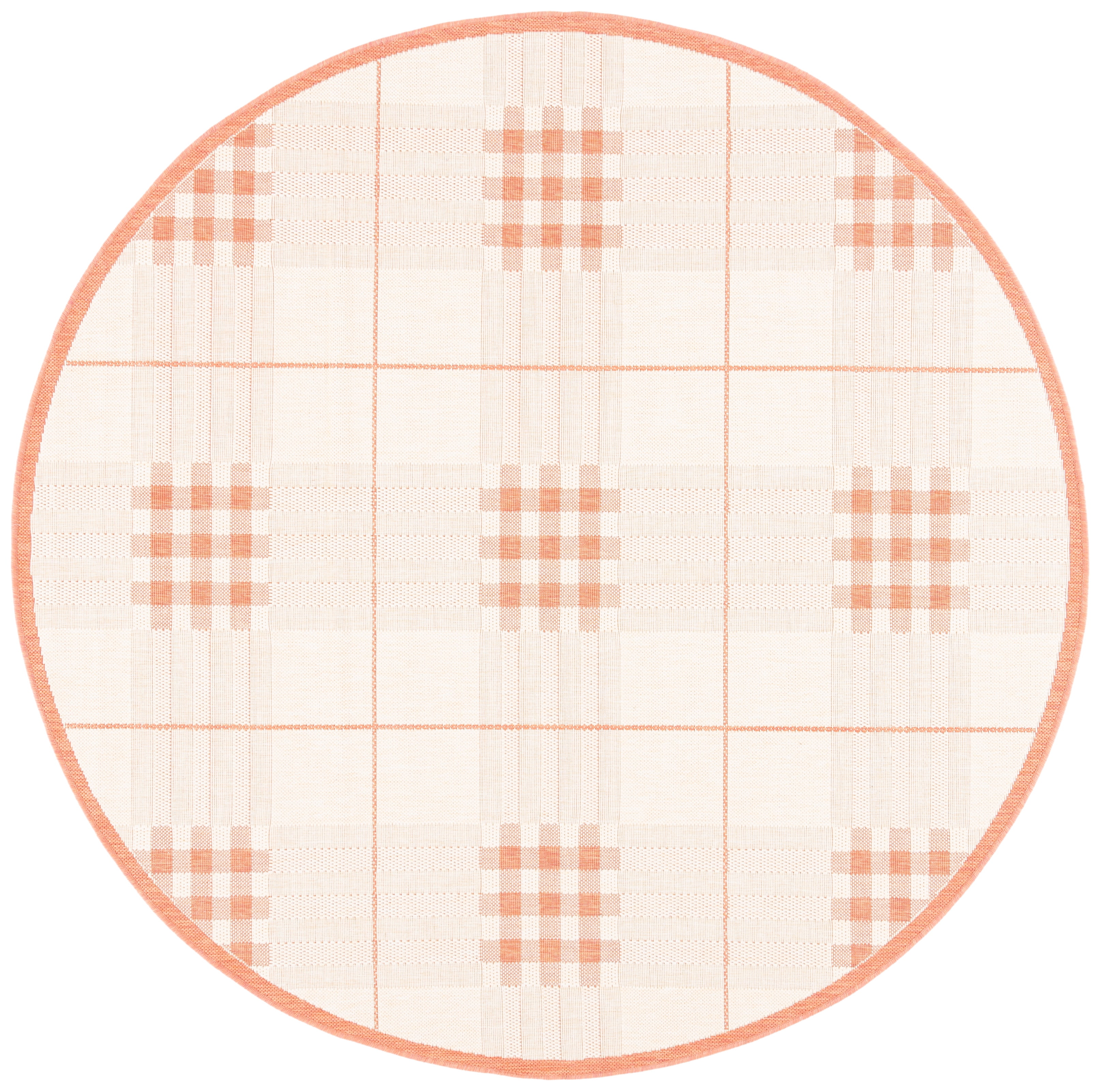 Safavieh Courtyard Fulham Geometric Indoor/Outdoor Area Rug, Natural/Terracotta, 6'7" x 6'7" Round