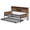 Black+Brown, variant on PORKISS LED Twin Daybed with Trundle, Metal Frame, Storage Headboard & Charging Station, Twin Size Bed Frame, No Box Spring Needed, Black+Brown