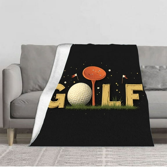 Durable Soft Flannel Blanket - Cozy Golf-Themed Design with Golf Balls Flags - Perfect for Sofa Travel Bed & Chair
