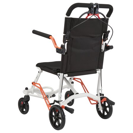 Portable Folding Transport Chair, 18 lb Lightweight Wheelchair with Locking Handbrake, Removable Flip Armrests and Swinging Footrests, Compact for Car Trunk, Travel and Airplane Use, 220 lb Capacity