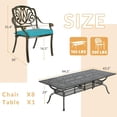 thumbnail image 2 of 9-Piece Patio Dining Set for 8, All Weather Cast Aluminum Outdoor Funiture Table and Chairs Set - 94.5" Rectangular Table and 8 Cushioned Dining Chairs, 2" Umbrella Hole, Ocean Blue, 2 of 8