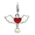 thumbnail image 3 of 925 Sterling Silver RH 3-D Winged Red Heart FW Cultured Pearl With Lobster Clasp Charm Pendant; for Adults and Teens; for Women and Men, 3 of 3