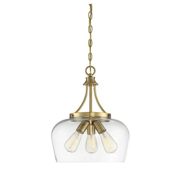 3 Light Pendant-Transitional Style with Contemporary and Bohemian Inspirations-18 inches Tall By 15 inches Wide-Warm Brass Finish Bailey Street Home