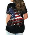thumbnail image 4 of Patlollav July 4Th Tshirt For Women Plus Size Short Sleeve Tops Stripe Print Oversize Blouses Independence Day Round Neck Tee Shirt, 4 of 6
