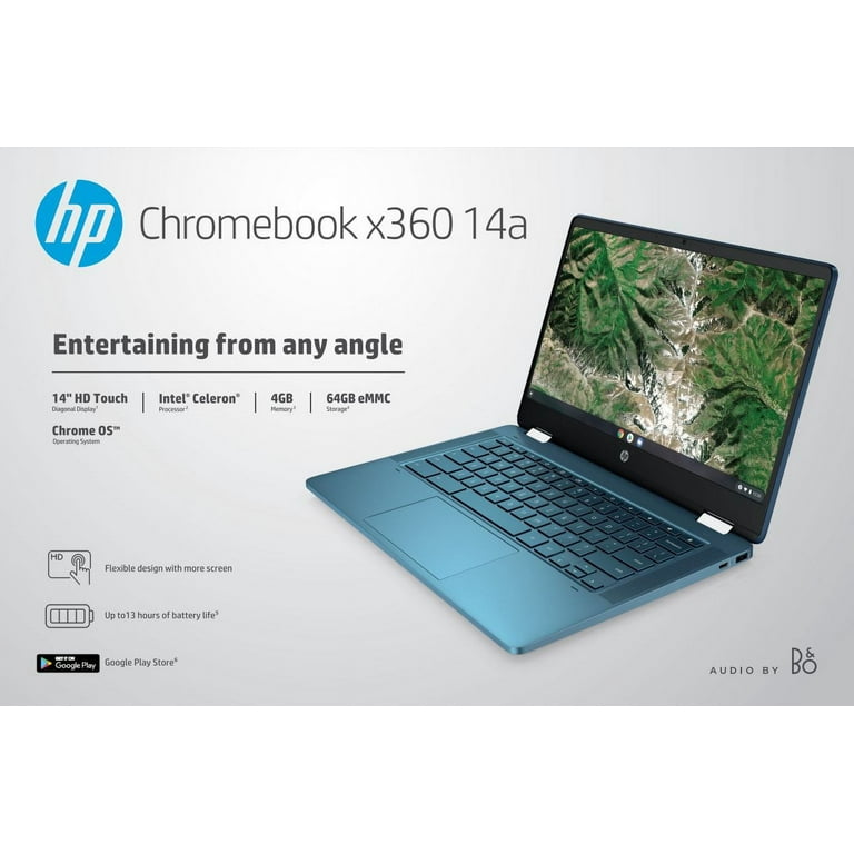 HP 14 Convertible 2-in-1 Chromebook Laptop - Intel Processor - 4GB RAM -  64GB Flash Storage - Silver (14a-ca0036tg)