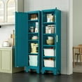 thumbnail image 5 of 67''Farmhouse Metal Storage Cabinet with Barn Doors,Steel File Cabinet for Home Office,Kitchen Pantry 4 Adjustable Shelves,Freestanding Cupboard for Kitchen,HomeOffice (Peacock Blue), 5 of 7