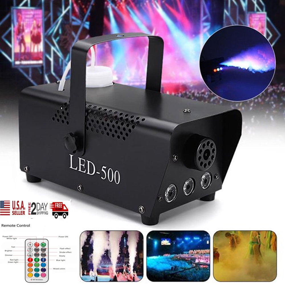 8 LED Lights 500W Smoke Machine with 16 Color Controllable Lights Effect GEJRIO Fog Machine Automatic Fog Machine Outdoor with Wireless and Wired Remote Control for Parties & Stage 