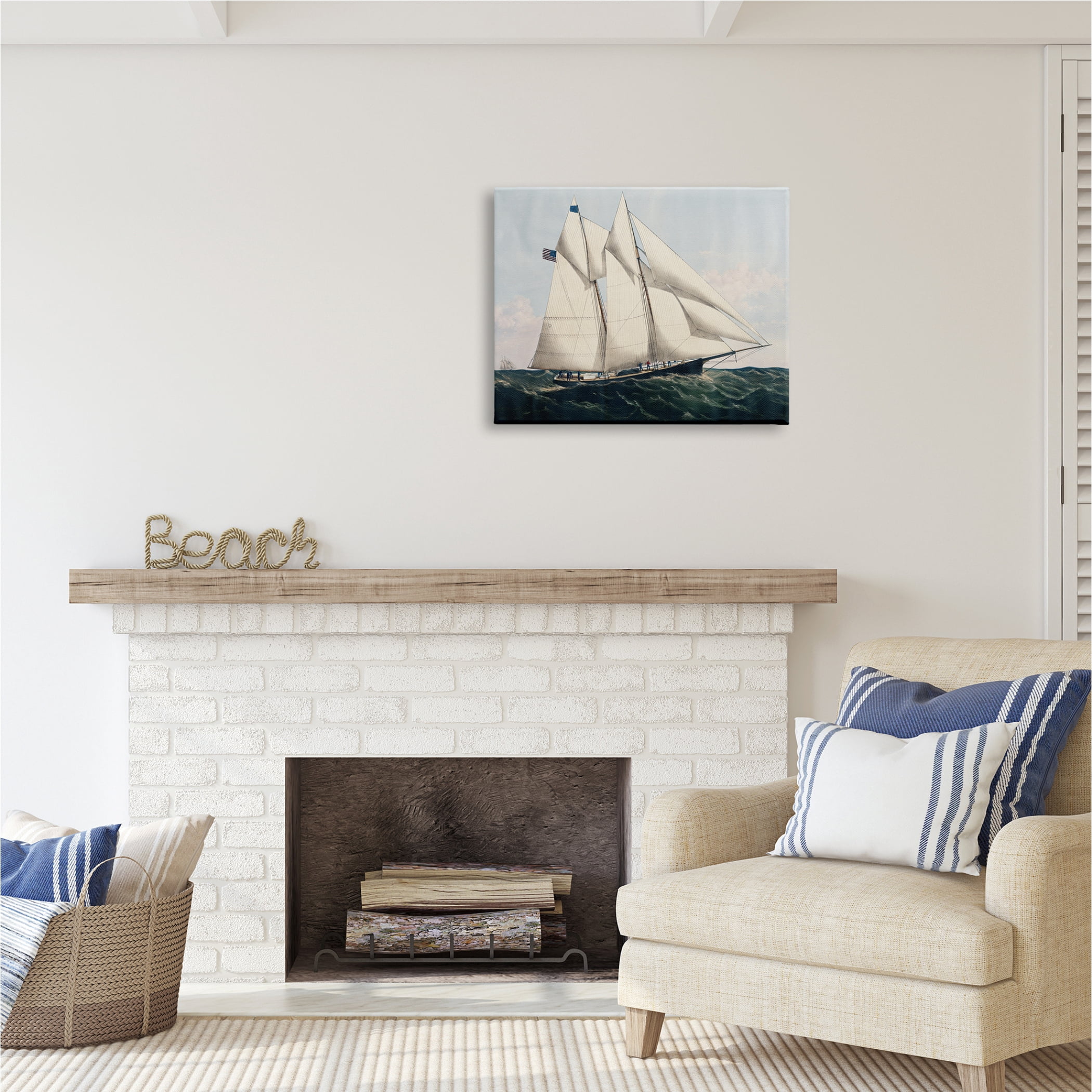 Stupell Industries Vintage Nautical Yacht Transportation Painting Gallery Wrapped Canvas Print Wall Art, 30 x 24