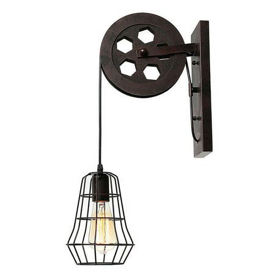 LED Wall Chandelier Metal Cage Shade 110-220V E27 For Indoor / Outdoor Lighting Farmhouse Vintage Wall Light Loft Hallway Rustic Lifting Pulley Wall Sconce Farmhouse Hallway Loft Rustic High Quality