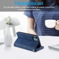thumbnail image 7 of Dteck 9 Card Slots Wallet Case for Apple iPhone 12 mini 5.4-inch,Hybrid Magnetic PU Leather Zipper Kicstand Shockproof Rubber Full Protector Cover with Strap,Darkblue, 7 of 7