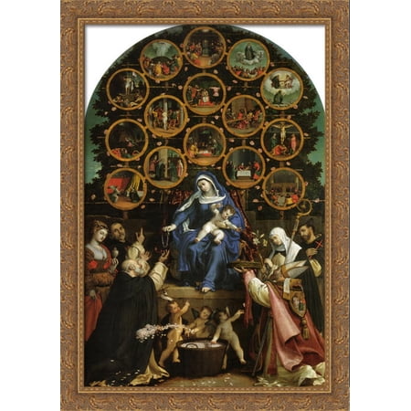 Madonna of the Rosary 28x40 Large Gold Ornate Wood Framed Canvas Art by Lorenzo Lotto