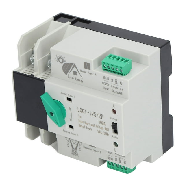 Contrôleur de Commutateur de Puissance 2P, Sécurité de Commutateur de Transfert Automatique à Double Puissance Résistante au Vieillissement 100A Isolation Milliseconde Commutation Miniature pour Ménage