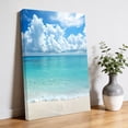 thumbnail image 2 of Canvas Wall Art, Ocean Blue Framed Canvas Prints for Bedroom Bathroom, Beach Nature Coast Sea Shore Sky Seawater Gallery Wrapped Wall Decor for Home Office, Gifts, 11"x14" Ship Next Day, 2 of 7
