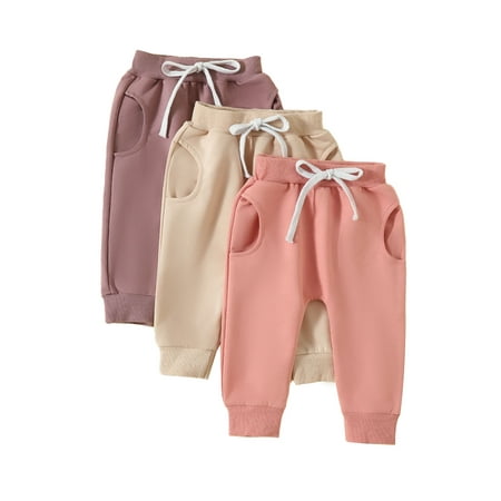 

FEORJGP Toddler Girls Pants Infant Baby Solid Color Elastic Waist Soft Sweatpants Loose Casual Trousers Spring Fall Joggers