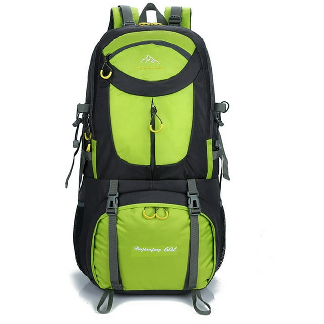Glonme Men Travel Backpack Large Capacity Hiking Backpacks Multi Pockets Waterproof Rucksack Multipurpose Boys Lightweight Zipper Durable Anti Theft Fruit Green 60L