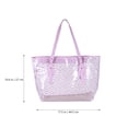 thumbnail image 4 of 1PC Women Handbag Waterproof PVC Beach Bag Round Dots Pattern Bag Fashion Handy Bag for Women Girls (Purple), 4 of 7