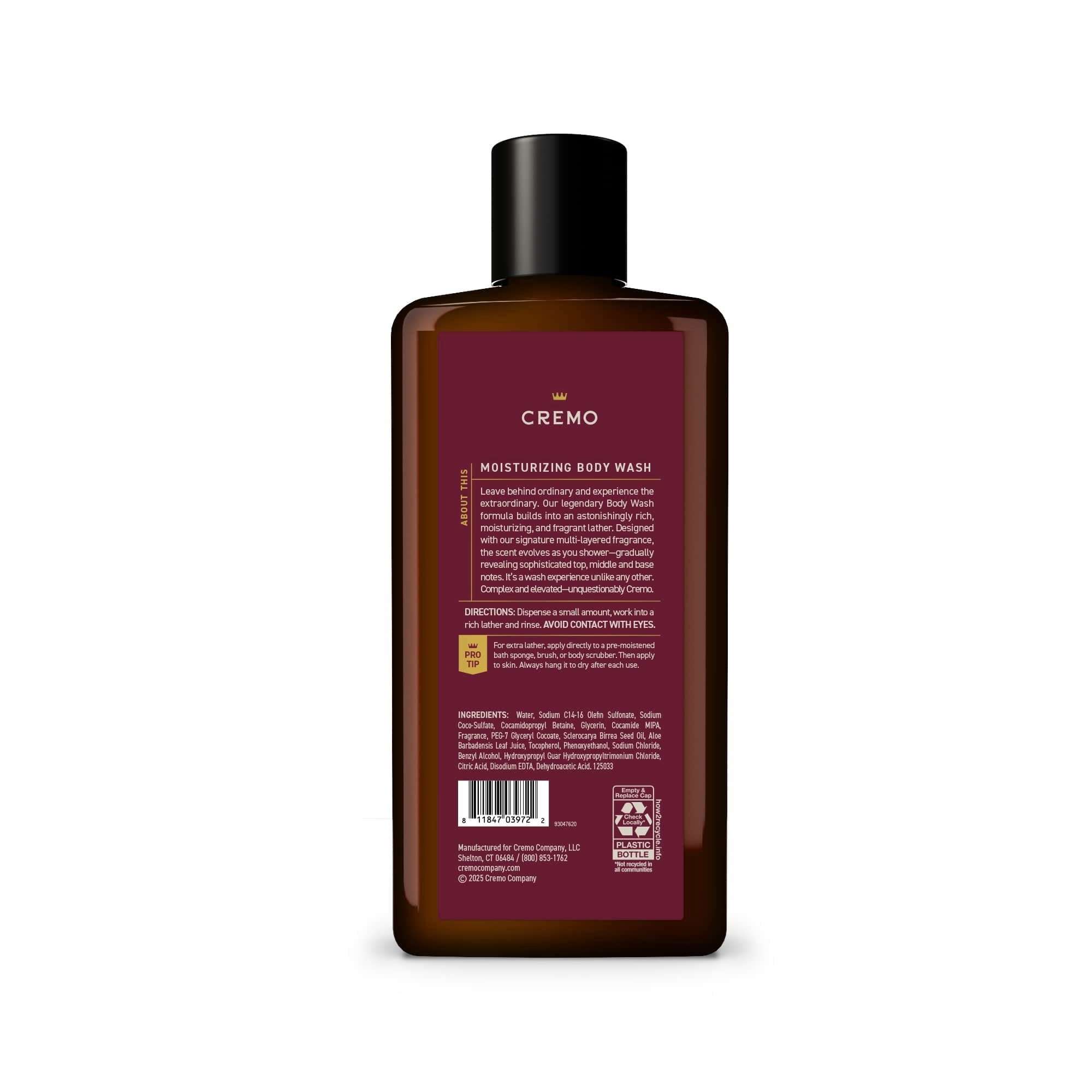 Cremo Men's Body Wash, Whiskey Cherry Scent, 16 fl oz