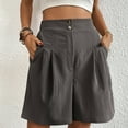 thumbnail image 4 of Ltctricy Bermuda Shorts for Women Elastic High Waisted Dressy Casual Wide Leg Pleated Knee Length Shorts Loose Summer Shorts, 4 of 4