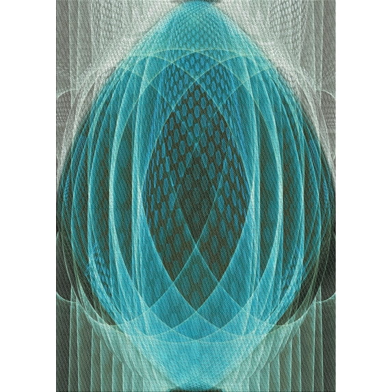 Ahgly Company Machine Washable Indoor Rectangle Transitional Deep-Sea Green Area Rugs, 7' x 10'