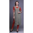 thumbnail image 2 of Bimba Rayon Slub Straight Kurti 3/4 Sleeve Printed Tunic Top Summer Clothing, 2 of 6