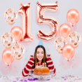 thumbnail image 4 of PARIS PRODUCTS - 15th Birthday Rose Gold Balloons & Number 15 Mylar Balloon, 15th Birthday Party Decor, 15th Birthday Decorations for Girl, 15th Birthday Balloons, Quinceanera Decorations, 4 of 4