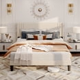 thumbnail image 3 of Queen/ Full Vertical Channels Upholstered Bed with Wingback Headboard Beige - Queen, 3 of 5