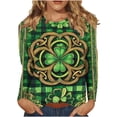 thumbnail image 6 of St. Patrick's Day Long Sleeve Shirt for Women Shamrock Clover Graphic Crewneck Soft Festive Holiday Party Graphic Clothes Casual Tee Top, 6 of 8