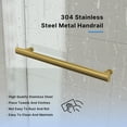 thumbnail image 3 of ALAULM Shower Door 56-60" W × 75" H Frameless Glass Shower Door, 5/16" (8mm) Clear Tempered Glass, Slidable Shower Door with Stainless Steel Handle, Gold, 3 of 7